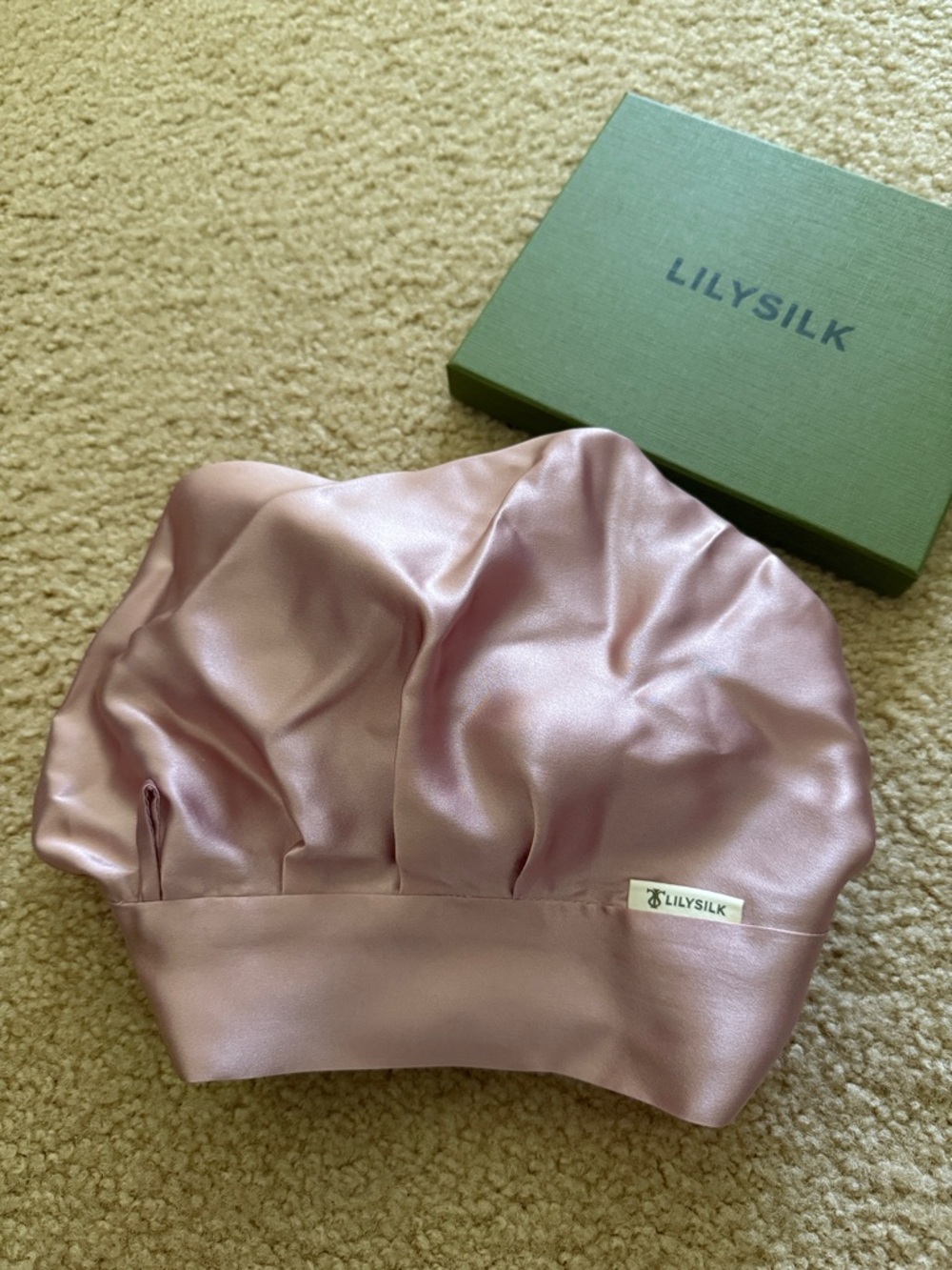 Rosy Pink 100% Mulberry Silk Tie Bonnet - Picture 4 of 5